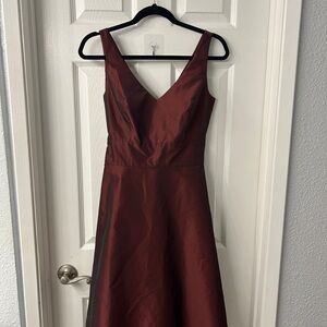Ann Taylor Deep Red V-Neck Prom Dress